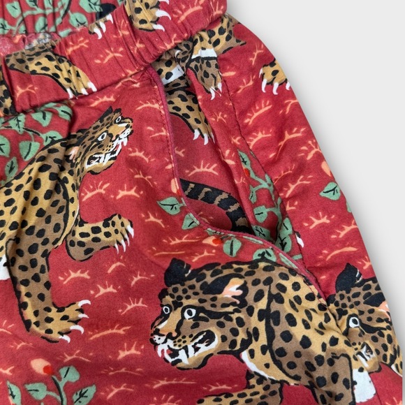 PrintFresh Cotton Pajama Short Set in Scarlet Bagheera Leopard Size Medium - Picture 10 of 13